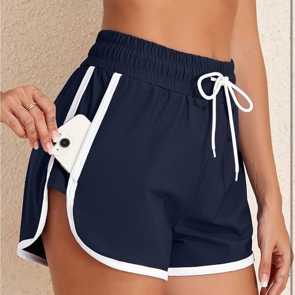 Women's Navy Blue Athletic Shorts (055) - Picture 2 of 5